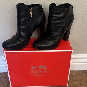 Coach Azalea Black Leather Heeled Boots